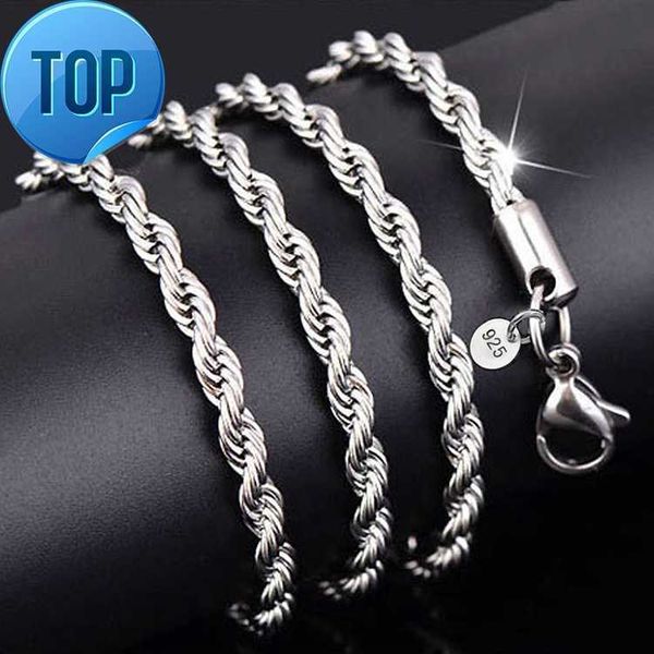 925 silver necklace women men twist rope chain snake necklace jewelry