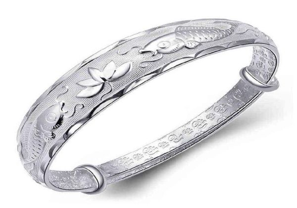 s925 silver fish lotus adjustable bracelet bangle for women girl lady wedding birthday gift7985264, Black
s925 silver fish lotus adjustable bracelet bangle for women girl lady wedding birthday gift7985264, Black