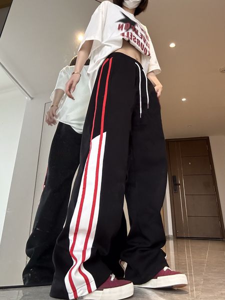 women's pants s american style cargo thin summer stripe splicing y2k high street sweatpants loose and versatile wide leg 230506, Black;white
women's pants s american style cargo thin summer stripe splicing y2k high street sweatpants loose and versatile wide leg 230506, Black;white