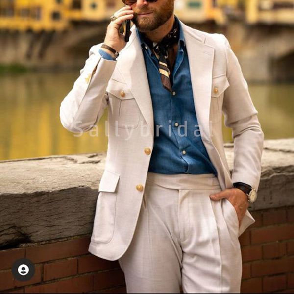 men's suits blazers ivory men's luxury suit notched lapel blazer trousers coat wearing linen summer wear tailored safari jacket 2p, White;black
men's suits blazers ivory men's luxury suit notched lapel blazer trousers coat wearing linen summer wear tailored safari jacket 2p, White;black