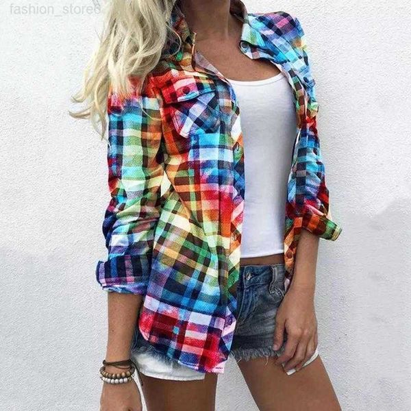 women's blouses plaid shirts for women casual fashion color matching pocket button loose cardigan shirt daily, White
women's blouses plaid shirts for women casual fashion color matching pocket button loose cardigan shirt daily, White