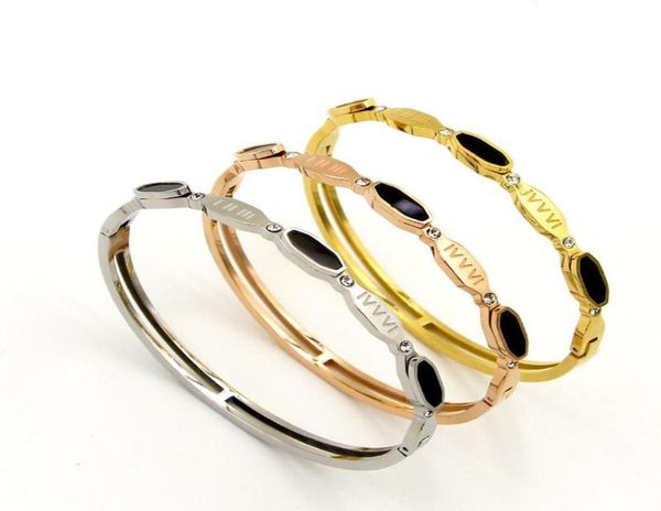 fashion brand rose gold color oval roman numerals better hollow crystal black bangle bracelet woman gift stainless steel6721795
fashion brand rose gold color oval roman numerals better hollow crystal black bangle bracelet woman gift stainless steel6721795