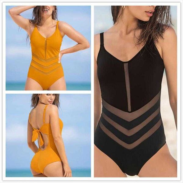 single mesh stitching multi color one piece swimsuit women backless sexy, White;black
single mesh stitching multi color one piece swimsuit women backless sexy, White;black