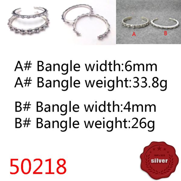 50218 hip hop s925 sterling silver open bracelet punk style vintage personalized nail cross flower letter jewelry couple popular accessories, Black
50218 hip hop s925 sterling silver open bracelet punk style vintage personalized nail cross flower letter jewelry couple popular accessories, Black