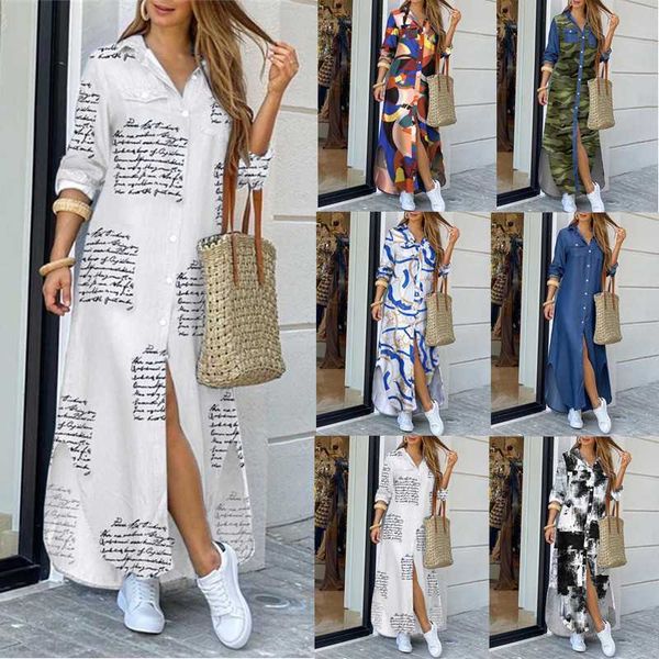 autumn maxi dresses for women women button down long shirt dress chain print lapel neck party dress casual long sleeve oversized, Black;gray
autumn maxi dresses for women women button down long shirt dress chain print lapel neck party dress casual long sleeve oversized, Black;gray