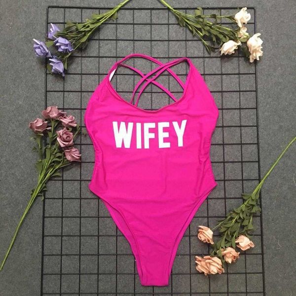 wifey back cross one piece swimsuit beach without chest pad quick drying printing diy bikini, White;black
wifey back cross one piece swimsuit beach without chest pad quick drying printing diy bikini, White;black