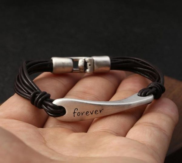 solid 925 sterling silver identification bracelets forever badge leather cords vintage punk handmade fashion luxury jewelry access3617582, Black
solid 925 sterling silver identification bracelets forever badge leather cords vintage punk handmade fashion luxury jewelry access3617582, Black