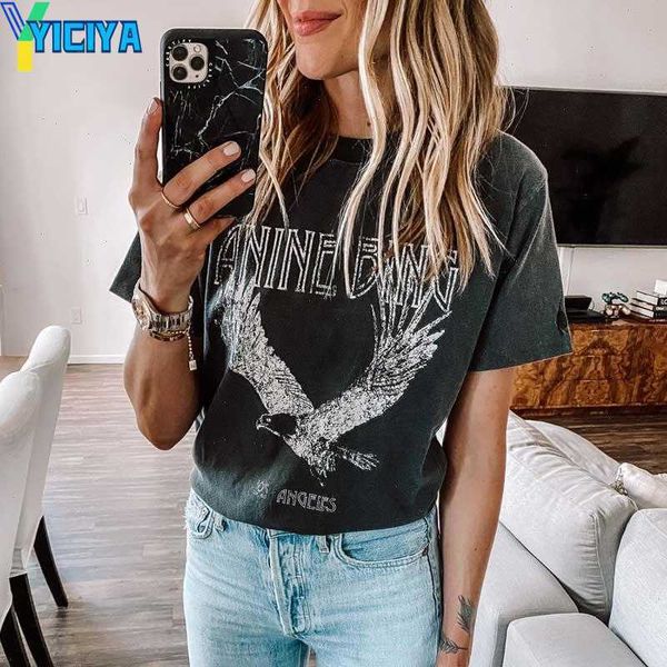 yiciya women's t-shirt summer chic summer round neck pullover cotton womens t-shirt black bing eagle print tee, White
yiciya women's t-shirt summer chic summer round neck pullover cotton womens t-shirt black bing eagle print tee, White