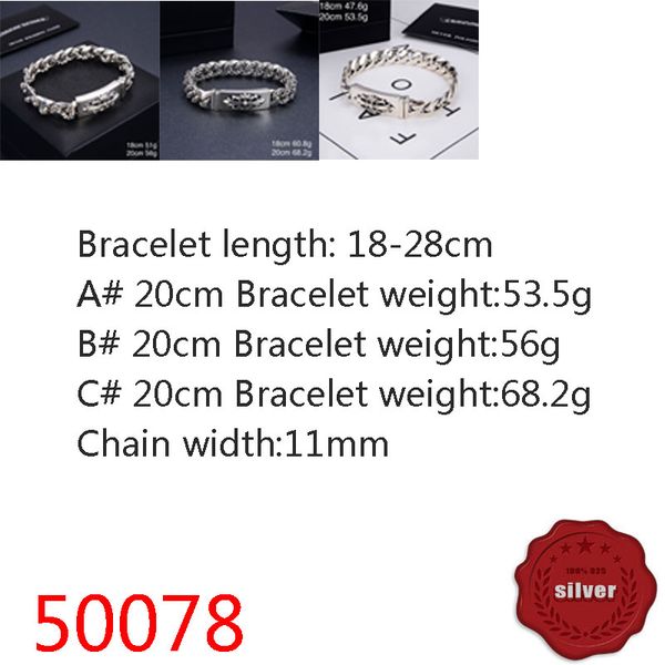 50078 hip hop s925 sterling silver bracelet punk style personalized youth cross flower letter jewelry couple popular accessories, Golden;silver
50078 hip hop s925 sterling silver bracelet punk style personalized youth cross flower letter jewelry couple popular accessories, Golden;silver