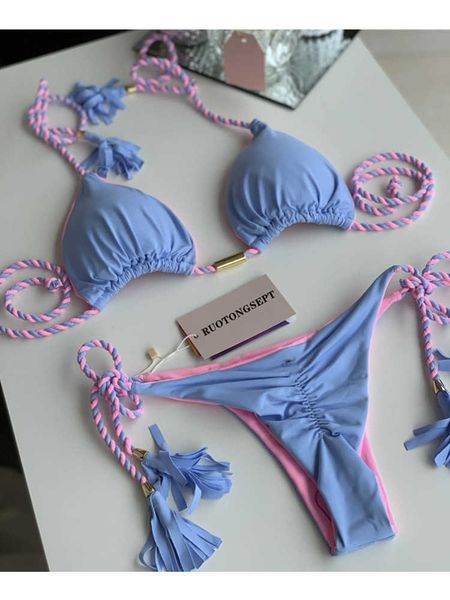 women's swimwear 2023 new backless braided bikini set with multipors triangle swimsuit ruched swimsuit and beach rope bikini for women, White;black
women's swimwear 2023 new backless braided bikini set with multipors triangle swimsuit ruched swimsuit and beach rope bikini for women, White;black