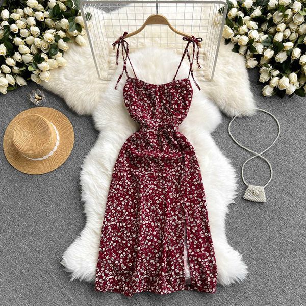back french open design first love fragmented flower suspended dress with waist wrapped to show slim temperament medium length sensational s, White
back french open design first love fragmented flower suspended dress with waist wrapped to show slim temperament medium length sensational s, White