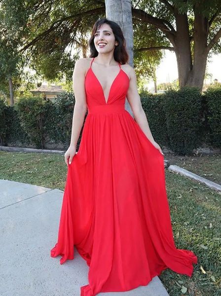 red evening dresses a line prom party gown spaghetti floor-length sweep train chiffon long backless plus size custom, Black
red evening dresses a line prom party gown spaghetti floor-length sweep train chiffon long backless plus size custom, Black