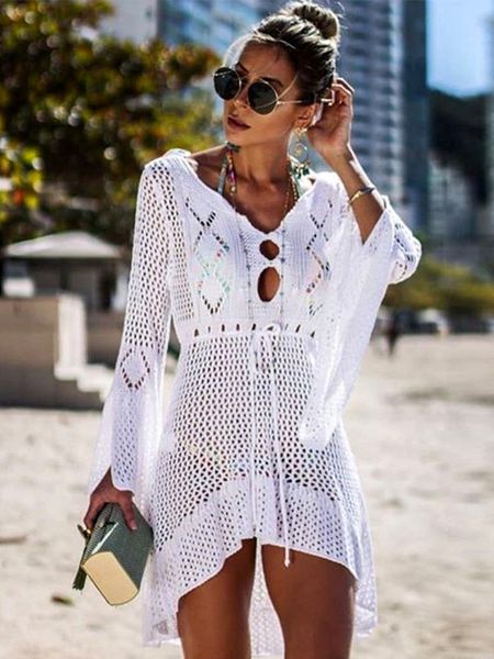 women's swimwear cover up bikini women swimsuit coverup beach bathing suit wear knitting mesh dress tunic robe 230506, White;black
women's swimwear cover up bikini women swimsuit coverup beach bathing suit wear knitting mesh dress tunic robe 230506, White;black