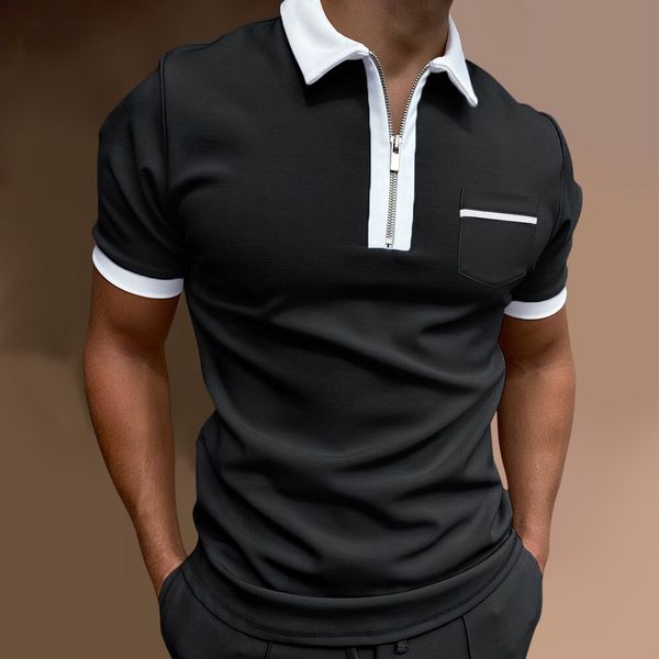 men's polos fashion breast pocket shirt summer lapel slim monochrome zipper breathable casual wear 230506, White;black
men's polos fashion breast pocket shirt summer lapel slim monochrome zipper breathable casual wear 230506, White;black