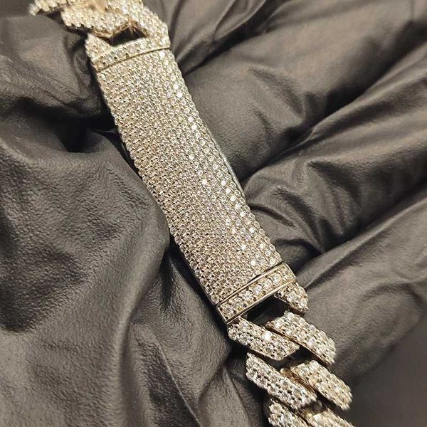 custom hip hop jewelry vvs1 moissanite iced out cuban link chain 925 silver 12mm 10mm diamond moissanite cuban chain