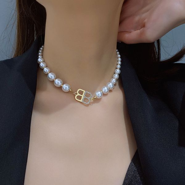 fashion designer double b luxury design women choker white pearl double letter b necklace for gift, Silver
fashion designer double b luxury design women choker white pearl double letter b necklace for gift, Silver
