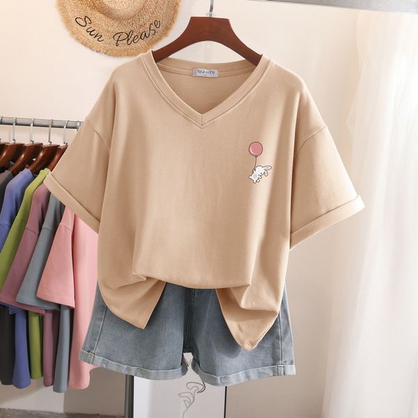 women's plus size tshirt shirt cotton l6xl shirt short sleeve women summer cute cartoon printed simple v neck oversized shirts 230506, Black
women's plus size tshirt shirt cotton l6xl shirt short sleeve women summer cute cartoon printed simple v neck oversized shirts 230506, Black