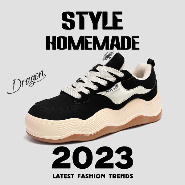 2023 lovers thick bottom suede leather casual shoes men platform flat sneakers women lace up designer brand tennis shoes femmel, Black
2023 lovers thick bottom suede leather casual shoes men platform flat sneakers women lace up designer brand tennis shoes femmel, Black