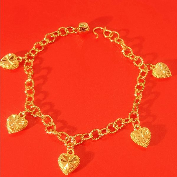women bracelet chain with heart design 18k yellow gold filled classic fashion lady girls jewelry gift, Black
women bracelet chain with heart design 18k yellow gold filled classic fashion lady girls jewelry gift, Black