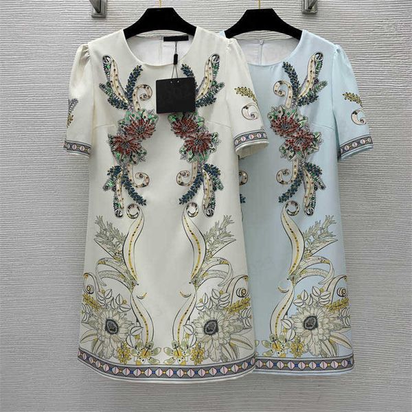 summer dress fashion brand dress vintage floral print with diamond decoration round neck short sleeve a-line dresses womens designer clothin, Black;gray
summer dress fashion brand dress vintage floral print with diamond decoration round neck short sleeve a-line dresses womens designer clothin, Black;gray