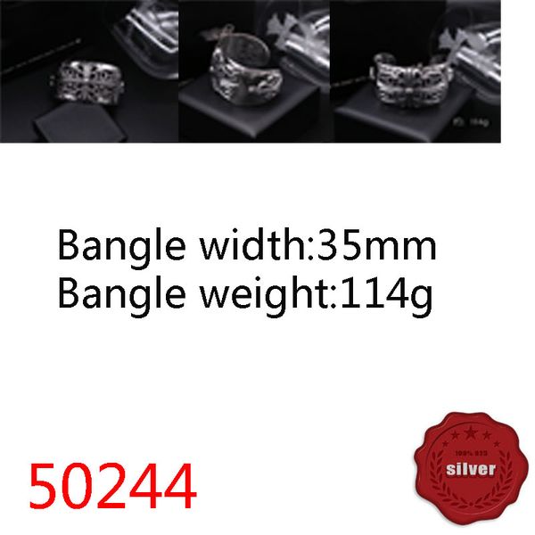 50244 bangle hip hop s925 sterling silver bracelet punk style vintage personality dominant cross flower letter jewelry couple popular access, Black
50244 bangle hip hop s925 sterling silver bracelet punk style vintage personality dominant cross flower letter jewelry couple popular access, Black