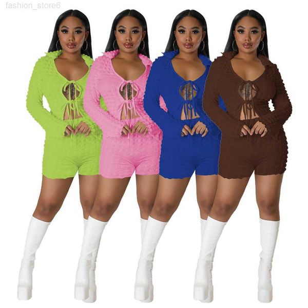 designer spring tracksuits women bubble outfits two piece sets long sleeve bandage cardigan shirt and shorts sportswear casual solid tracksu, Gray
designer spring tracksuits women bubble outfits two piece sets long sleeve bandage cardigan shirt and shorts sportswear casual solid tracksu, Gray