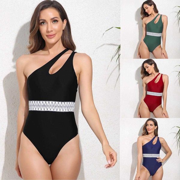 one shoulder ribbon piece swimsuit womens bikini sports swimwear wholesale, White;black
one shoulder ribbon piece swimsuit womens bikini sports swimwear wholesale, White;black