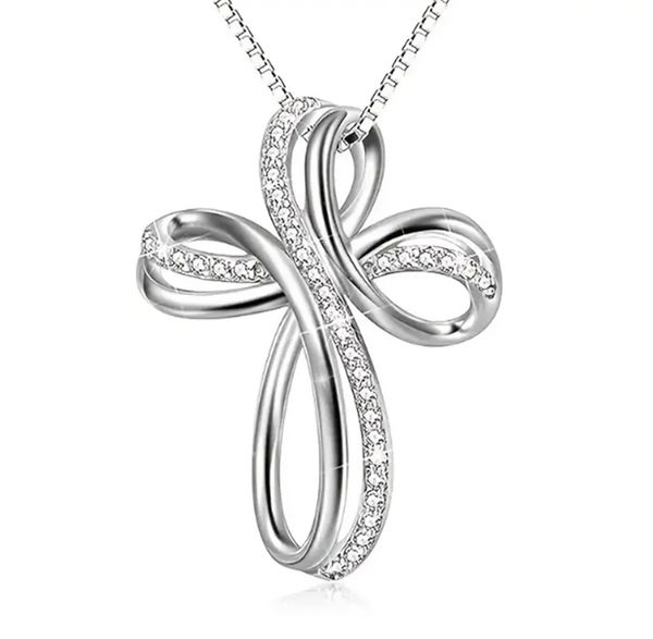 new infinity symbol surrounding cross pendant necklace female exquisite zircon clavicle chain ladies pendant necklace, Silver
new infinity symbol surrounding cross pendant necklace female exquisite zircon clavicle chain ladies pendant necklace, Silver