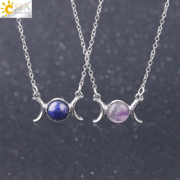 csja women wicca triple moon goddess gems stone pendant necklace girl healing crystal natural gemstone clavicle necklaces wholesal5767800, Silver
csja women wicca triple moon goddess gems stone pendant necklace girl healing crystal natural gemstone clavicle necklaces wholesal5767800, Silver