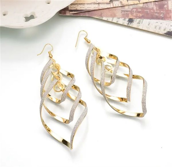 metal layered swirling geometric earrings personality fashion long pendant hook earrings elegant ear piercing jewelry, Golden
metal layered swirling geometric earrings personality fashion long pendant hook earrings elegant ear piercing jewelry, Golden