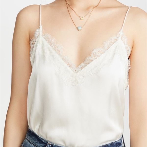 camisoles tanks 100% silk women lace trim sling tank summer ladies sleeveless camis female camisole all-match 230506, Black;white 
camisoles tanks 100% silk women lace trim sling tank summer ladies sleeveless camis female camisole all-match 230506, Black;white