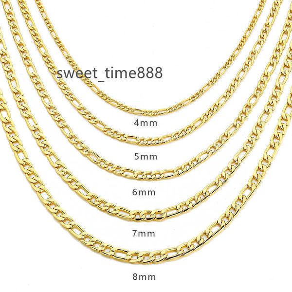 wholesale custom jewelry 4mm-8mm men's and women's necklaces chain 18k gold plated filled stainless steel thick nk figaro chain, Silver
wholesale custom jewelry 4mm-8mm men's and women's necklaces chain 18k gold plated filled stainless steel thick nk figaro chain, Silver