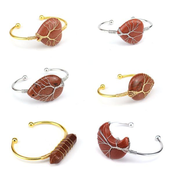 wholesale fashionable wire warp tree of life gemstone bangle women's multiple shape natural goldstone charm bracelet, Golden;silver
wholesale fashionable wire warp tree of life gemstone bangle women's multiple shape natural goldstone charm bracelet, Golden;silver