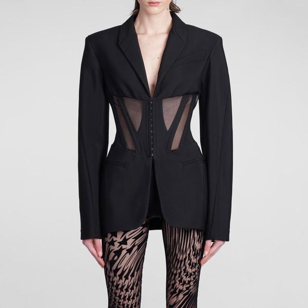 women's jackets corset style chic and elegant woman jacket fashion see-through mesh stitching fishbone trim waist coat 2023, Black;brown
women's jackets corset style chic and elegant woman jacket fashion see-through mesh stitching fishbone trim waist coat 2023, Black;brown