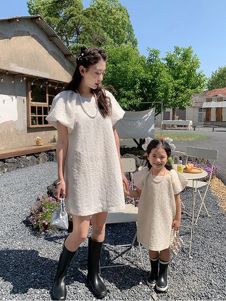 family matching outfits parent-child summer mother and daughter dress back bow embossed skirt girls princess sleeve skirt matching family ou, Blue
family matching outfits parent-child summer mother and daughter dress back bow embossed skirt girls princess sleeve skirt matching family ou, Blue