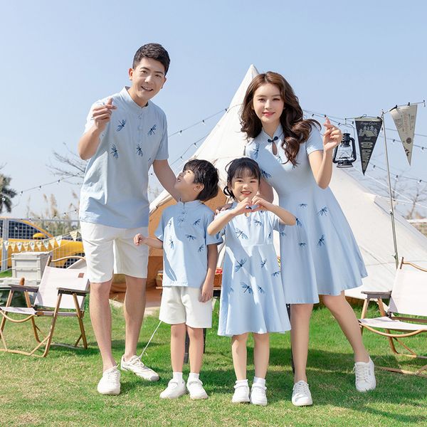family matching outfits chinese style summer family clothing sets mother kids daughter father dresses daddy boys family look outfits parent-, Blue
family matching outfits chinese style summer family clothing sets mother kids daughter father dresses daddy boys family look outfits parent-, Blue
