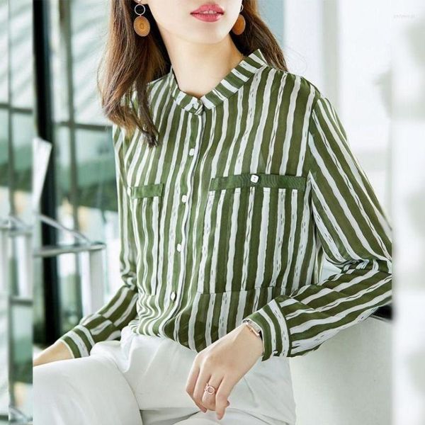 Women's Blouses 2023 Blouse Women Autumn Top Striped Shirt Women's Retro Work Clothes Professional Blusas Ropa De Mujer Arrival A10, Green
Women's Blouses 2023 Blouse Women Autumn Top Striped Shirt Women's Retro Work Clothes Professional Blusas Ropa De Mujer Arrival A10, Green