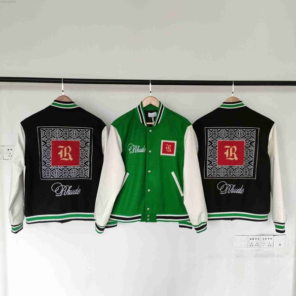 men's jackets embroidery rhude baseball jackets men women 1 1 leather sleeve bomb jacket green black outwear coat, Black;brown
men's jackets embroidery rhude baseball jackets men women 1 1 leather sleeve bomb jacket green black outwear coat, Black;brown
