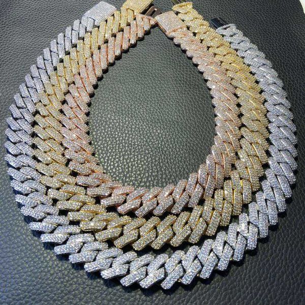 iced out prong cuban 3 rows stones 19 mm 18/20/22/24inch, Silver 
iced out prong cuban 3 rows stones 19 mm 18/20/22/24inch, Silver