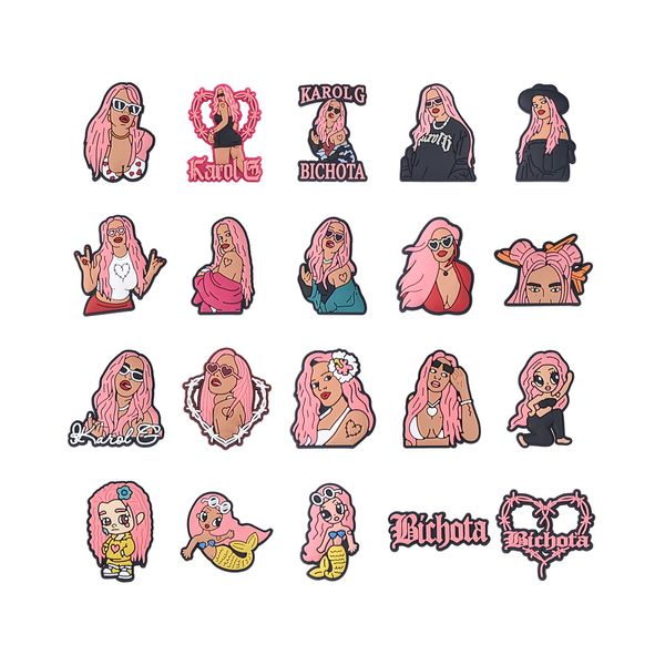 pink hair karol g croc charms for shoe decoration for wristband bracelet accessories girls gift, White;pink
pink hair karol g croc charms for shoe decoration for wristband bracelet accessories girls gift, White;pink