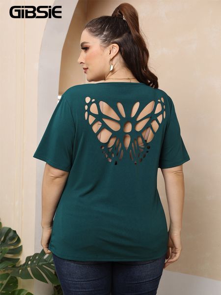 women's plus size tshirt gibsie solid cut out back oneck t shirt women summer short sleeve basic tee female korean casual tshirts 2305, Black
women's plus size tshirt gibsie solid cut out back oneck t shirt women summer short sleeve basic tee female korean casual tshirts 2305, Black