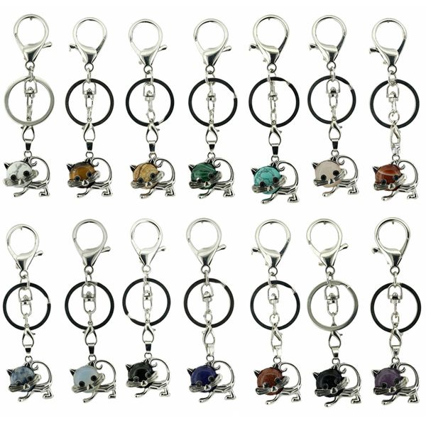 factory direct sale stainless steel cat keychain multiple natural crystal gemstone cute cat pendant keychain with metal chain, Slivery;golden
factory direct sale stainless steel cat keychain multiple natural crystal gemstone cute cat pendant keychain with metal chain, Slivery;golden