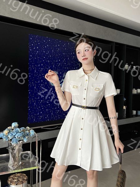 23ss women dress womens designer clothing summer dresses lapel single breasted pleated skirt skirt belt short sleeved dress womens clothing, Black;gray
23ss women dress womens designer clothing summer dresses lapel single breasted pleated skirt skirt belt short sleeved dress womens clothing, Black;gray