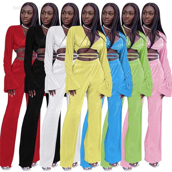 2023 new spring clothes for women tracksuits two 2 piece sets long sleeve vintage bandage flared sleeve and wide leg pants sportswear solid, Gray
2023 new spring clothes for women tracksuits two 2 piece sets long sleeve vintage bandage flared sleeve and wide leg pants sportswear solid, Gray