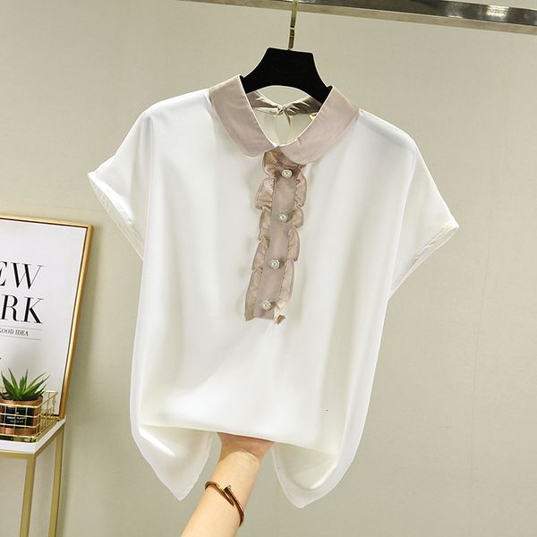 women's plus size tshirt clothing fashion tshirt chiffon blouses short sleeve button shirts ol large tshirts 230506, Black
women's plus size tshirt clothing fashion tshirt chiffon blouses short sleeve button shirts ol large tshirts 230506, Black