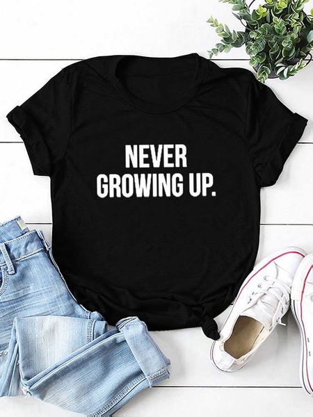 never growing up letter print men t shirt short sleeve o neck loose men tshirt ladies tee shirt camisetas mujer, White;black
never growing up letter print men t shirt short sleeve o neck loose men tshirt ladies tee shirt camisetas mujer, White;black