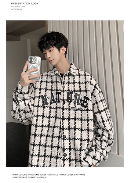 men's spring and autumn tide brand ins loose plankton shuai plaid jacket port style casual lapel clothes, Black;brown
men's spring and autumn tide brand ins loose plankton shuai plaid jacket port style casual lapel clothes, Black;brown