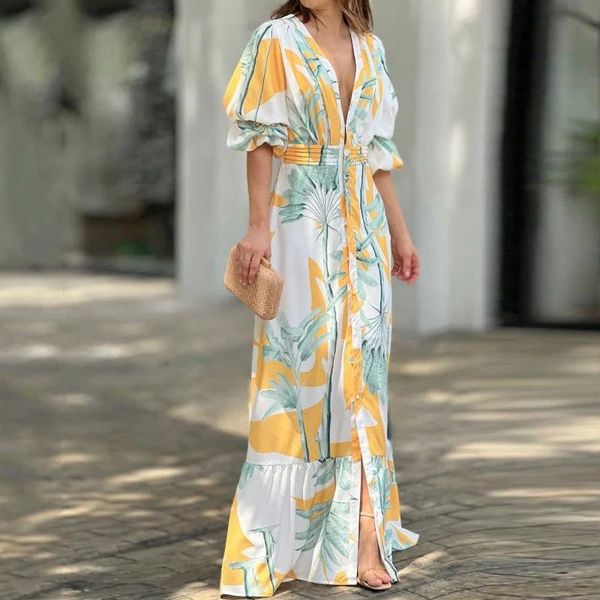 dresses 2023 spring women's fashion elegant vneck puff sleeve printed dress long dresses for women, Black;gray
dresses 2023 spring women's fashion elegant vneck puff sleeve printed dress long dresses for women, Black;gray