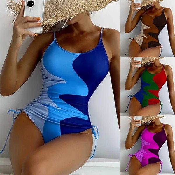 round neck one piece swimsuit female patchwork triangle lace up beach wholesale, White;black
round neck one piece swimsuit female patchwork triangle lace up beach wholesale, White;black