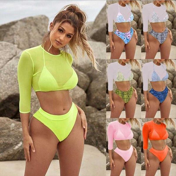 swimwear high waist bikini three piece contrast color sunscreen swimsuit, White;black
swimwear high waist bikini three piece contrast color sunscreen swimsuit, White;black